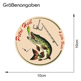 Finest Folia Fish Sticker in Retro Style 10 x 10 cm Fishing Vintage Sticker for Car Boat Fishing Case Fishing Accessories Weatherproof R164 (01 Pike, Petri Heil)