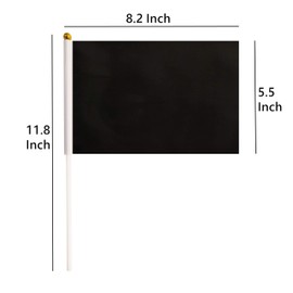 Black Stick Flags,50 Pack Hand Held Small Mini Solid Flag On Stick,5x8 Inch Outdoor Decoration,Party Decorations,Supplies for Parades, Festival Events Celebration (Black)