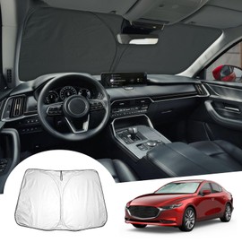 GAFAT Compatible with Mazda 3 IV 2019-2024 2025 Sunshades, Sun Protection Front Windscreen Inside, Mαzdα3 BP Parasol Sun Visor, Cooling, UV Protection, Mαzdα 3 Accessories