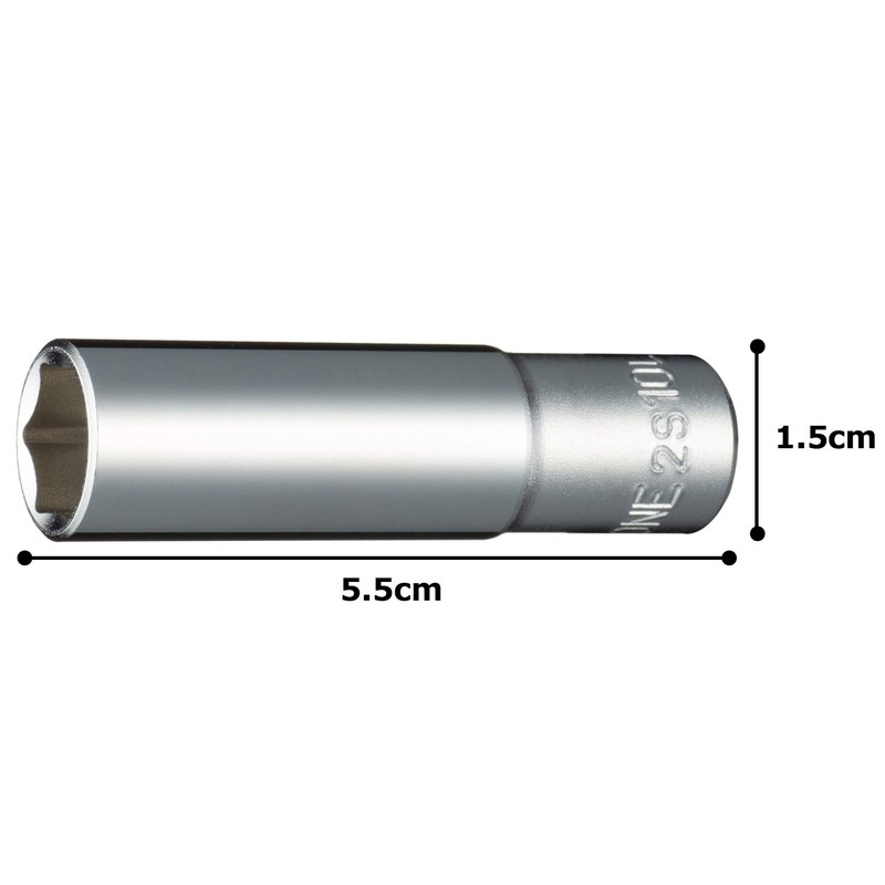 TONE HP2S-10L Deep Socket (6 Angle) Drive 0.25 inch (6.35