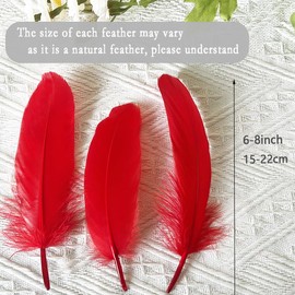 100pcs Red Goose Feathers 6-8 Inch for Crafts Wedding Party Decorations Clothing Hats Accessories Dream Catchers Making