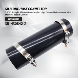 OXCANO 3.5"(89mm) ID Straight Silicone Hose Coupler, High Temp 4-Ply Reinforced with Stainless Steel T-Clamps