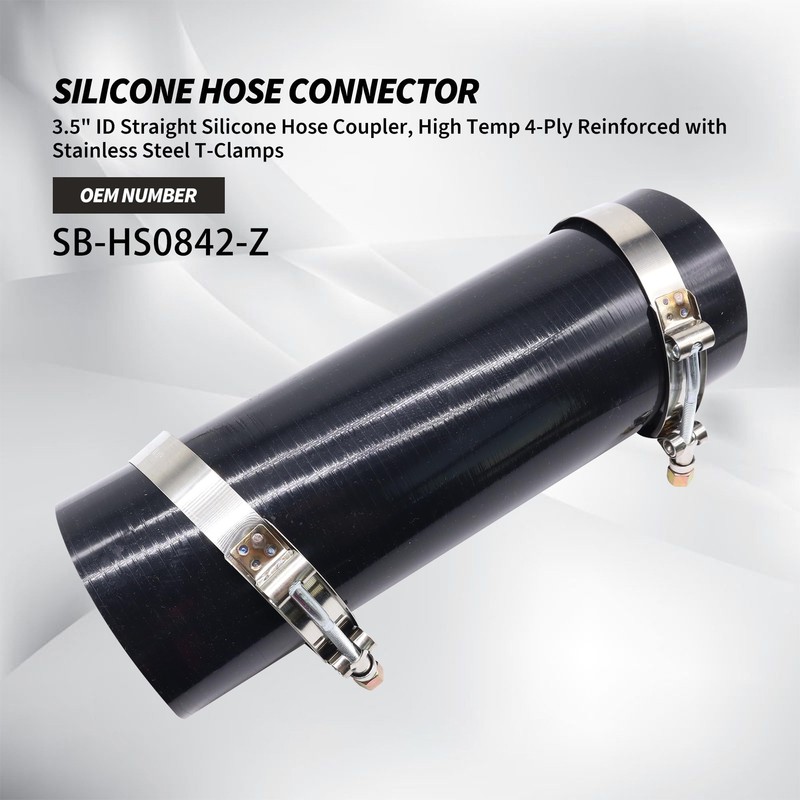 OXCANO 3.5"(89mm) ID Straight Silicone Hose Coupler, High Temp 4-Ply