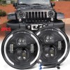 Unbranded Newest Pair 7" Round LED Headlights Hi/Lo Beam H4