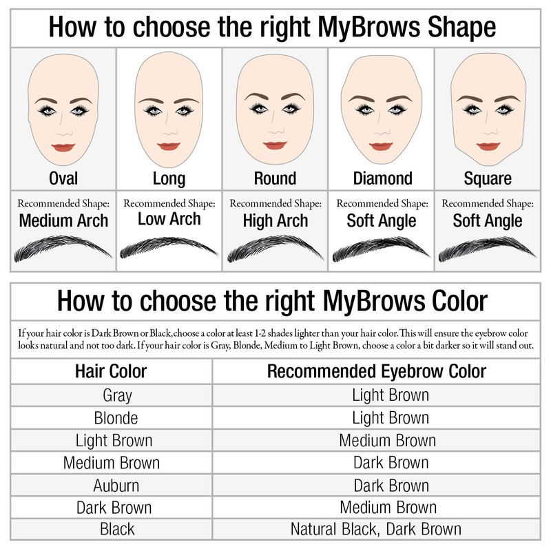 Godefroy MyBrows Long Lasting Eyebrow Transfers, Medium Arch, Light Brown,