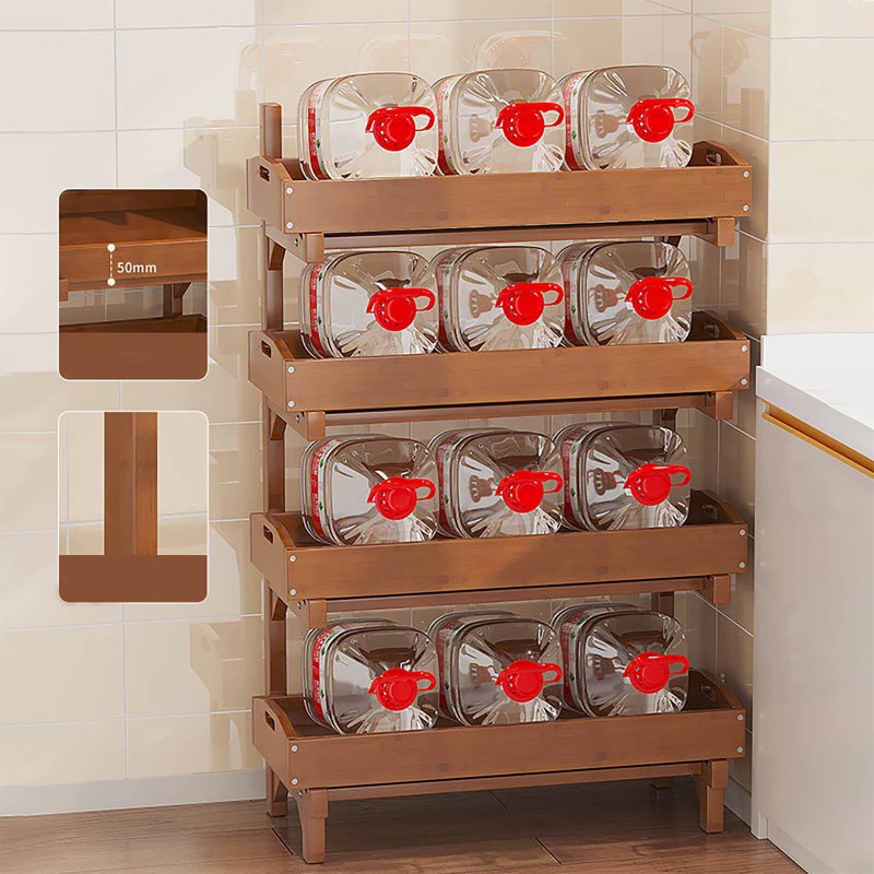 TBvechi Floor Standing Rack 4-Tier Pull-Out kitchen Fruit Vegetable Storage
