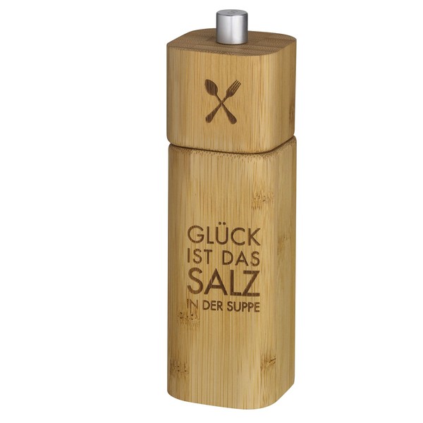 Salt Mill "Glück ist das Salz in der Suppe" (Happiness is the salt in the soup) [German Language]