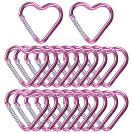 KON Carabiner Heart Shaped Cute Keychain Hook Aluminum Multi-functional Carabiner Carabiner Hook Spring Hook Light Pink Set of 20