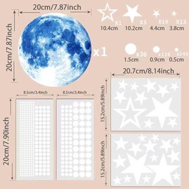 Luminous Stickers, Set of 435, Star Glow in the Dark Stickers, Globe Fluorescent Stickers, Wall Stickers, Illuminated Stickers, Stylish, Sparkling Children's Room Decorations, DIY, Starry Sky,