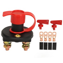 Battery Disconnect Switch DC12 to 24V Power Isolator On Off Switch with 2 Power Off Switches 4 Brass Terminals for Car RV