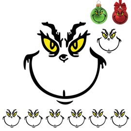 Christmas Decorations Stickers for Ornaments, Christmas Decoration Decals, Christmas Vinyl Stickers, DIY Face Stickers for The Home, Christmas Balls, Party Supplies, Waterproof Stic (3*3 in-10 packs)