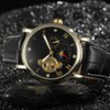 FORSINING Male Automatic Watch PU Leather Strap Analog Wristwatch(White Rose