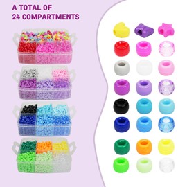 WIMIVI 4300 Pcs Pony Beads, Plastic Pony Beads for Crafts, Multi-Colored Rainbow Beads for Friendship Bracelets Jewelry Making, 24 Assorted Colors Beads for Hair Braids (Boxed)