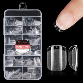 Quaferen Square Nail Tips Extra Short: 240pcs Pre-shape Acrylic Fake Nail Tips Square - 12 Sizes Soft Gel Full Cover Clear Gelly Press on False Tip for Nail Extension Salon Home