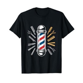 Barber Pole Icon Barber Tools Scissors T-Shirt