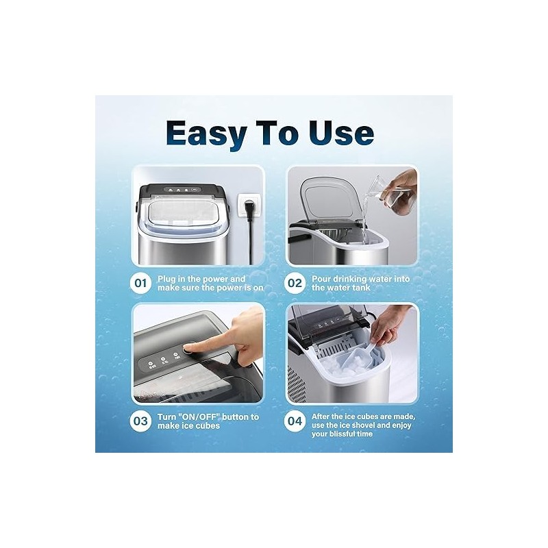 Simple Deluxe Countertop Ice Maker Machine, 6 Mins 9 Bullet