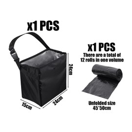 YSDYY 1 Car Trash Can, 1 Roll of 12 Garbage Bags, Car Trash Can, Foldable Trash Can, Car Trash Organiser, Car Trash Can