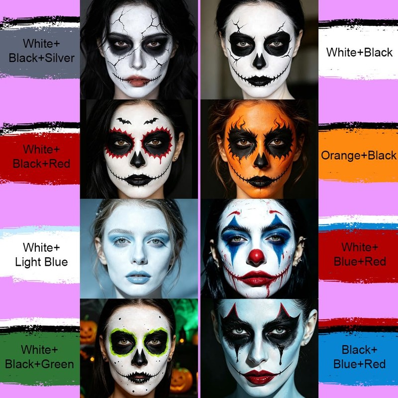 AOOWU Face Body Paint Cream, 3 Colours UV Make-Up Black