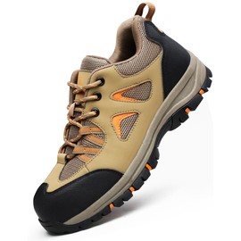 ISOOUS Steel Toe Shoes for Men Women Work Safety Shoes Air Cushioned Steel Toe Sneakers Indestructible Comfortable Safety Tennis Shoes Non-Slip Lightweight Breathable Puncture Proof Ergonomic Design