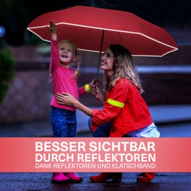 STYNGARD Rotterdam Automatic Children's Umbrella with Safety Reflectors – Children's Umbrella Girls/Boys – Automatic Children's Umbrella – Umbrella Children's School Bag Model Roterdam, red