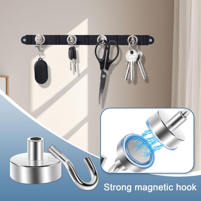 Anelueeoo 6 Pack Magnetic Hooks 32mm Heavy Duty Strong Neodymium