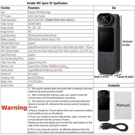 4K Action Camera, Portable Sports Camera with 180-Degree Rotatable Lens, Vlogging Camera,Recording Camera, Portable Camera, Mini Sports DV Camera Suitable for Outdoor, Travel, Travel Accessories