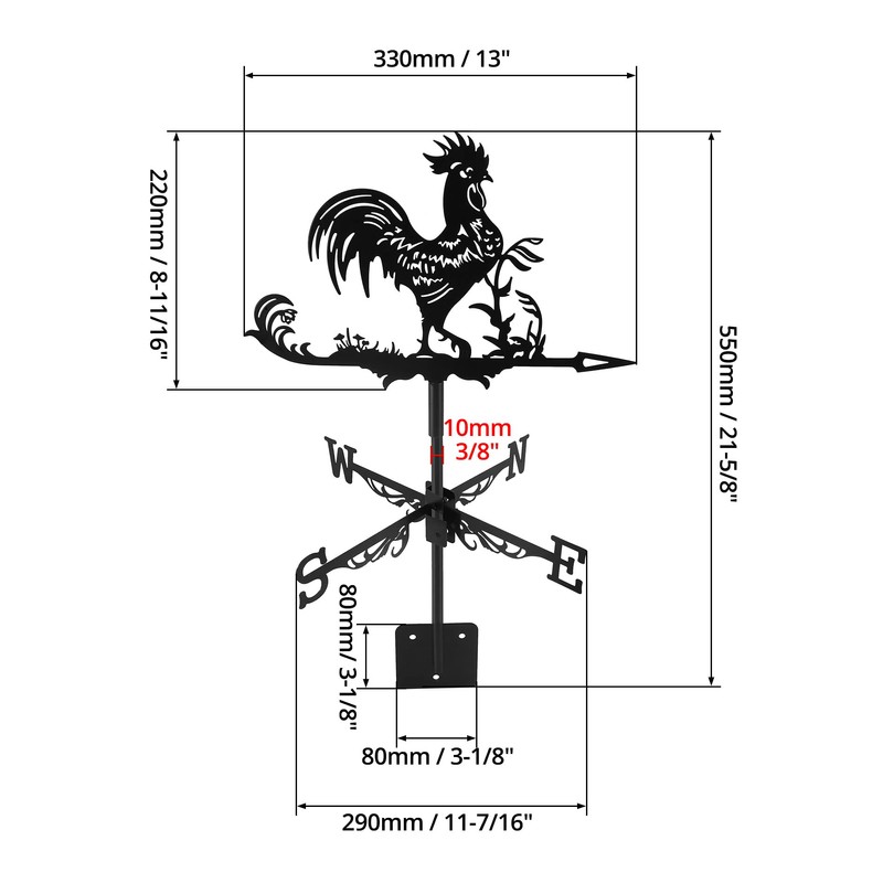 QWORK® Weather Vane Retro Metal Wind Direction Indicator for Garden