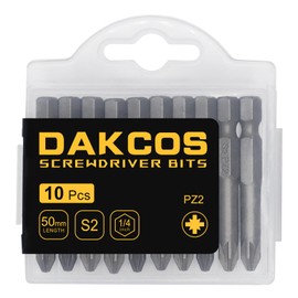 DAKCOS PZ2 Bit Long, Bits PZ2, Bit Assortment from S2 (Length: 50 mm, Pack of 10)