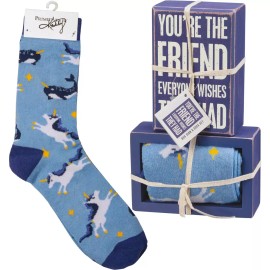 Primitives by Kathy You're the Friend Box Sign & Sock Set Unisex Size M/L Wishes Primitives by Kathy