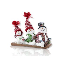 Decorative Figurine Three Snowmen (B) on Sleigh