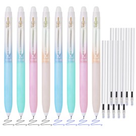 BAYTORY Retractable Erasable Gel Pens, 4Pcs Blue & 4Pcs Black Ink Pens & 10Pcs Black Refills, 0.5 Fine Point Ink Pen with Erasers, Smooth Writing for Crossword Puzzles (Morandi)