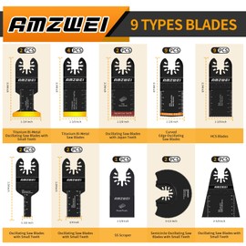 AMZWEI 35PCS Oscillating Saw Blades, 10 Types Premium Multitool Blades for Wood/Metal/Plastic, Oscillating Tool Blades Compatible with Dewalt Worx Rockwell Fein Milwaukee Makita Ryobi