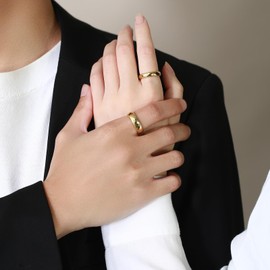 LXBQYSTO 4mm 6mm Hammered Tungsten Carbide Ring For Men Women Plain Domed High Polished Wedding Bands Engagement Ring Size 5-15 (4mm-Gold, 11)