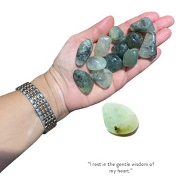 BellaMira Prehnite Crystal, Single Polished Stone, Healing Crystal for Promoting Calmness, Memory, Truth, Sincerity, Sensitivity, Memory, Intuition and More.