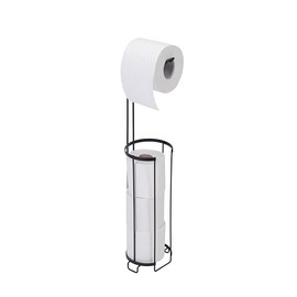 Croydex Toilet Roll Holder Free Standing | Matt Black Free Standing Toilet Roll Holder | Holds Three Spare Rolls | Five-Year Rust-Free Guarantee | Elegant Bathroom Accessory