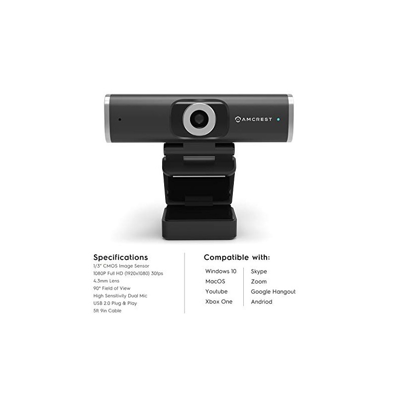 Amcrest Cámara Web 1080P con Micrófono para Escritorio, Cámara Web