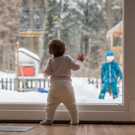 2 x Bird Feeder, Acrylic Bird Feeder, Bird House for Window Pane, 16.5 x 15 x 7.5 cm, Transparent