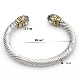 JAJAFOOK Unisex Stainless Steel Twisted Cable Wire Cuff Bangle Bracelet,Adjustable, High Polished