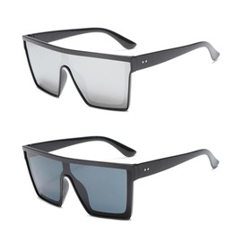 AWAVM Square, UV400 Protection, Vintage Sunglasses, Sports Glasses, Ultra Light Frame, Protective Glasses, Rectangle Flat Top Retro Sunglasses, Oversized Sunglasses for Men and Women, Black, white