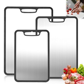 Titanium Cutting Board Set of 3, 360° Silicone Anti-Slip Edge