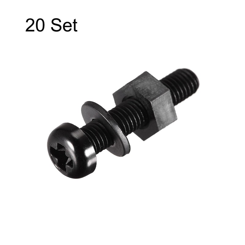 TOP-VIGOR 20Pcs M5x25mm Nylon Screw Nut Washer Assortment Kit, Round