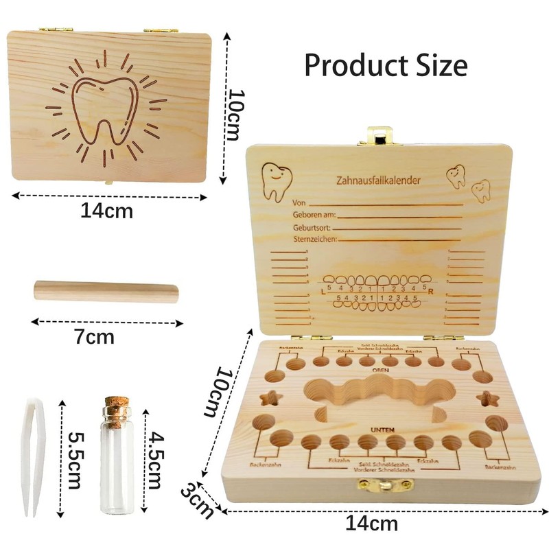 Shengruili Wooden tooth box, milk teeth box, made of wood