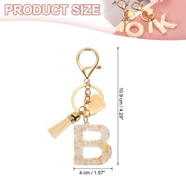 PATIKIL Alphabet Initial Letter Keychain, Resin Cute Keychains with Tassel Heart Letter B Pendant Charm for Women Key Purse Handbag Backpack Bag Accessories, Beige