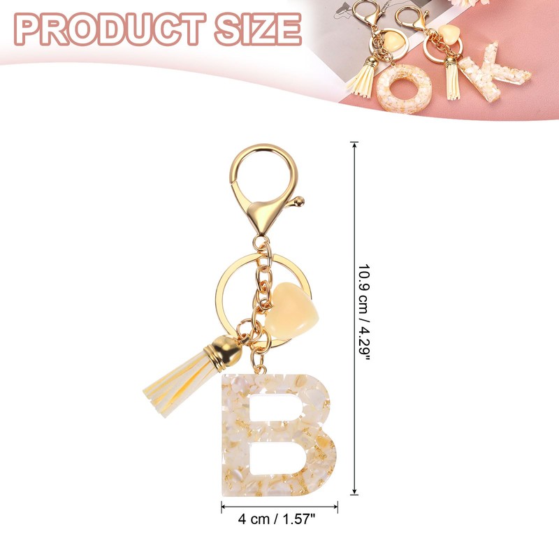 PATIKIL Alphabet Initial Letter Keychain, Resin Cute Keychains with Tassel