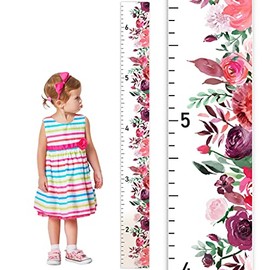 Flower Wood Growth Chart for Girls | Wooden Height Chart for Kids | Pinks Floral