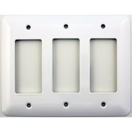 Mulberry Princess Style White Three Gang GFI/Rocker Opening Switch Plate
