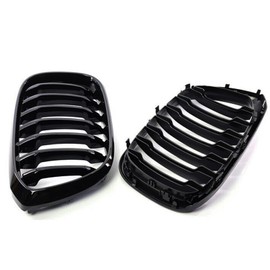 Black Performance Style Kidney Grille Compatible with X3 X4 2018-2021 G01 G02 Front Hood Grill Insert Replacement(2pc set Gloss Black Single Slat)