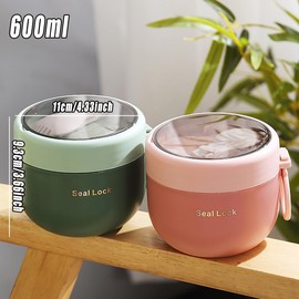 AIMALL Stainless Steel Insulated Food Jar, 20 oz Thermos Food Flask, Leak-Proof Soup Container with Collapsible Spoon, Available in White, Green, Pink, Blue
