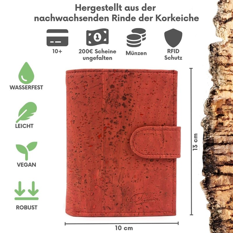 Simaru Women's Cork Wallet with RFID Protection, Vegan Wallet for