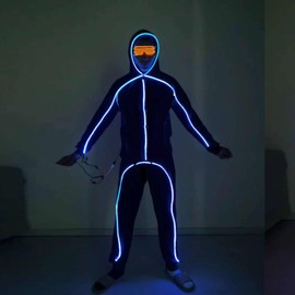 TAMNQKASS Led light up suit Dance Costume Robot Suit, Halloweenglow sticks luminous performance light up glow stick costume (Stickman Glow Suit, Large)
